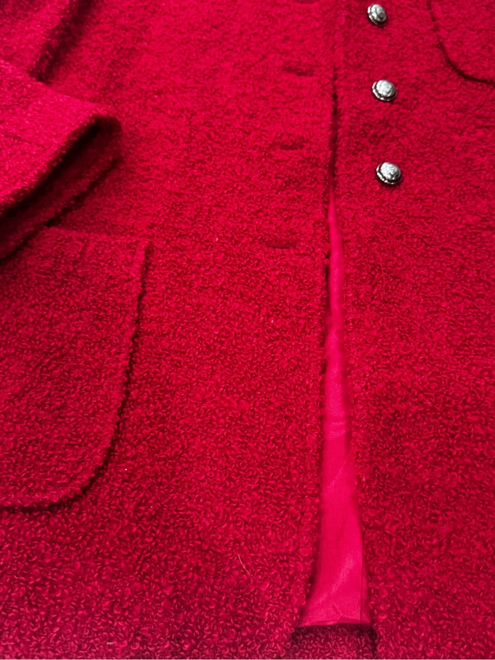 Bromley Collection  Red Wool Bouclé Jacket Coat Size 10